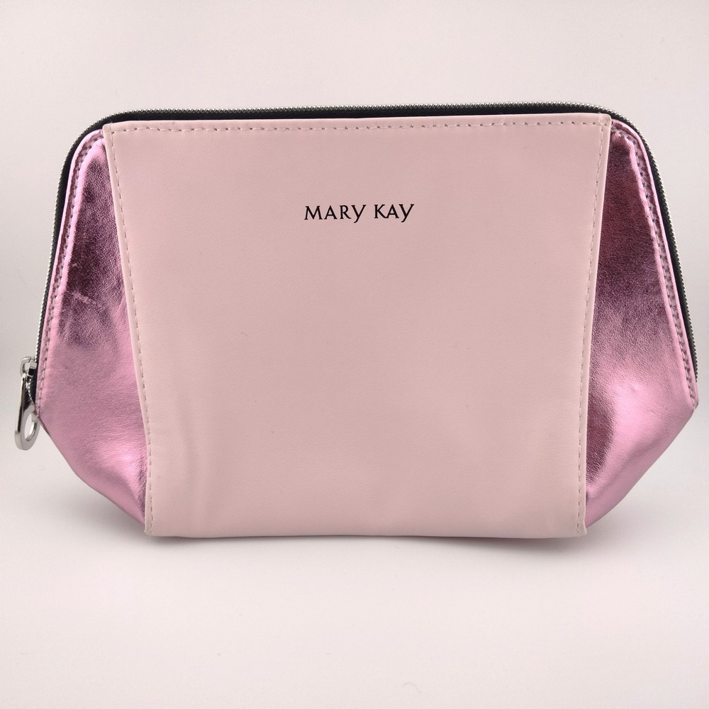 Mary Kay Cosmetic Make Up Bag Pouch‎ Pink Zip Up Metallic Sparkle NEW